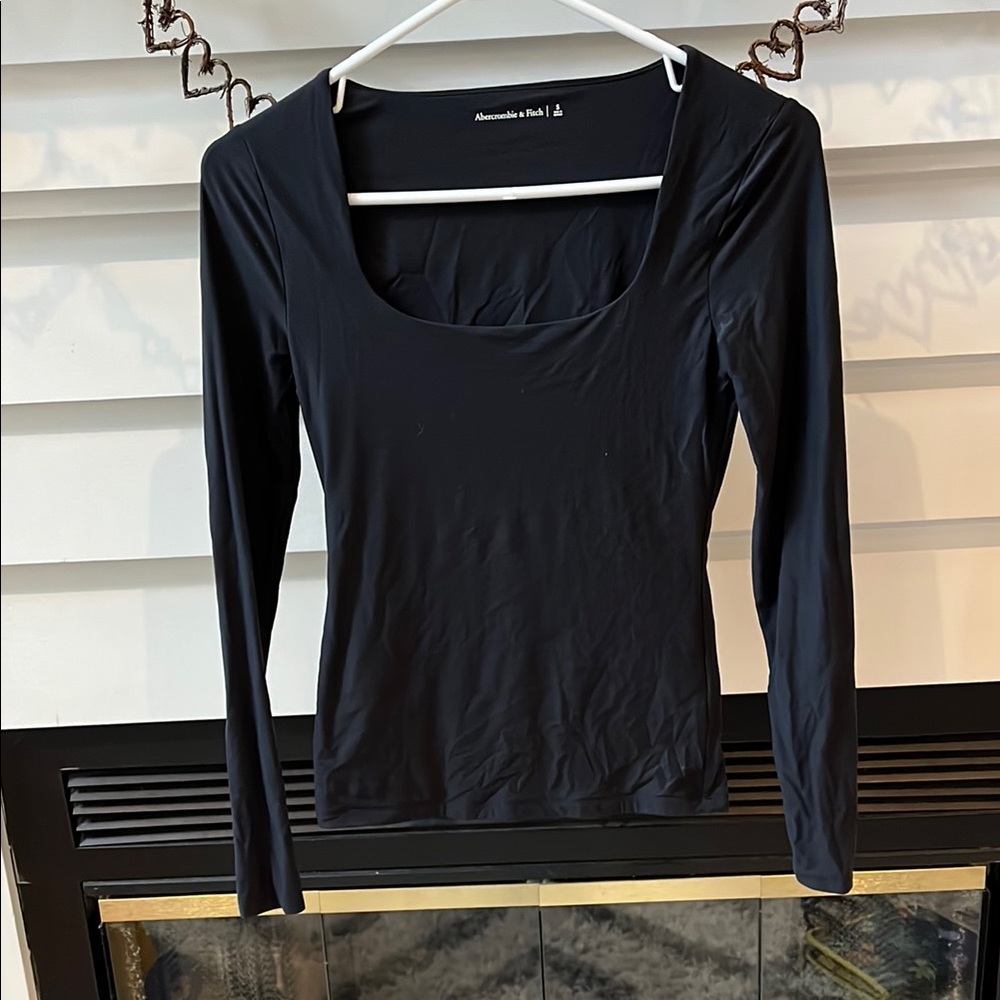 Abercrombie & Fitch Black soft matte seamless tuckable square neck top